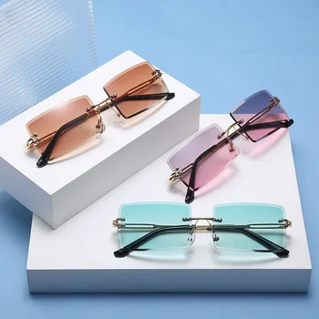 Малки Реколта Правоъгълни, Квадратни Слънчеви Очила Женски Цветни Метални Огледални Слънчеви Очила За Жени На Луксозна Марка Мода Oculos De Sol