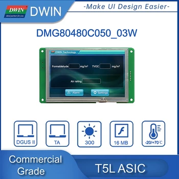 DWIN 5,0 Инча LCD модул 800*480 Търговска Arduino HMI Тъчпад Екран на Smart UART TFT Дисплей DMG80480C050_03W