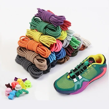 1 чифт връзки без вратовръзка, Кръгли нажимные кутия спортни ластични шнурове са Подходящи за всички видове обувки Мързеливи ремък Аксесоари за обувки