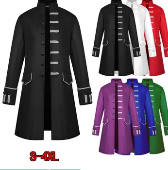 Мъжки яке палто средновековен cosplay принц яке ретро сватбен блейзър готически steampunk рейв вечерни рицарски яке