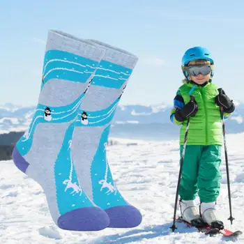 1 Чифт студоустойчиви Коледните ски чорапи, Нескользящие Коледни Зимни Чорапи, Високи Еластични, Меки Дебели детски ски чорапи, Запазване на топлината