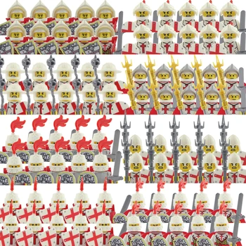 Римски Рицари градивните елементи на Средновековни Военни Фигури на Войници Аксесоари Оръжия Меч Оръжие Наметало Щит САМ Тухли Играчки Подарък