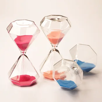 5 Мин./15 мин./30 Мин Творчески Diamond Дизайн Стъклен Прах Пясъчен Пясъчен Часовник с Опаковане на Подаръци 6 Начало Декор на Цветя