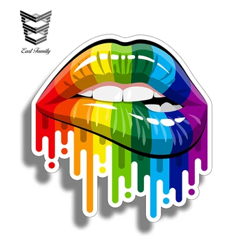 EARLFAMILY с Преливащи се цветове на Устните Стикер Стикер Графичен Прозорец на Задното Стъкло на Колата от Камион Авто Автомобил Гей Гордост ЛЮБОВ ЛГБТ Секси Устата