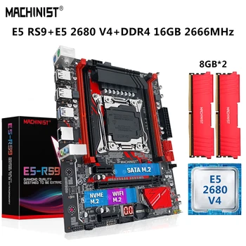 MACHINIST E5 RS 9 дънна Платка LGA 2011-3 Комплект с комплект Xeon E5 2680 V4 Процесор 16G = 2x8G DDR4 2666 Mhz Оперативна памет SATA M. 2 USB 3.0