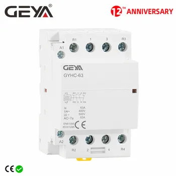 Безплатна доставка GEYA 4P 63A 4NO или 2NC2NO 220/230V 50/60 Hz Din-рейк Домакински Модулен Контактор за променлив ток