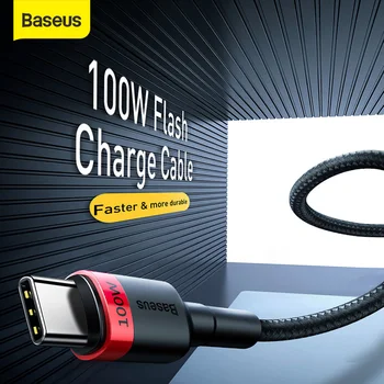 Baseus 100 W Type-C USB кабел, Бързо Зареждане за Преносими компютри за Мобилен Телефон Тел USB Кабел За Предаване на Данни Кабел за Бързо Зареждане кабел