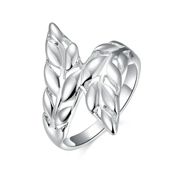 Красив сребърен пръстен с пера, горещо, сладко, благородно, хубаво, модерно, Сватбена, сребърно, дамско, Бельо, Бижу, Подарочное, R119