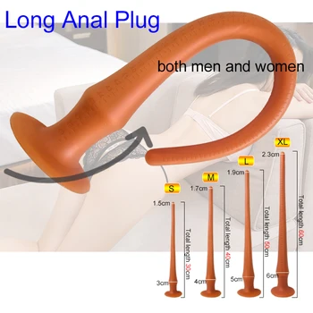 гъвкава силиконова дълга анален накрайник секс играчки, анален вибратор ануса мастурбатор анален накрайник масажор на простатата еротичен, за жени, мъже, секс-шоп
