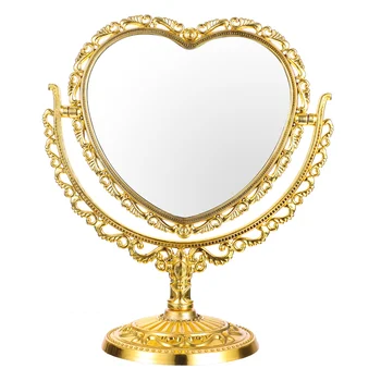 Грим Огледало Във Формата На Сърце Суета Реколта Плот Във Формата На Поставка Огледала, Маса, Баня Спалня Стени Двупосочен Тоалетка