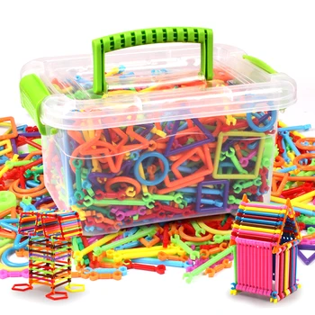 350/500 бр DIY Модел за Изграждане на Блокове, Пръчки и Пластмасови Монтаж на Строителни Тухли Интелект Забавни Играчки за Деца Подаръци