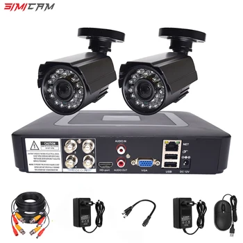 simicam Видео камери за видеонаблюдение Камера за видеонаблюдение комплект система за сигурност 2 бр. AHD 2MP 1080 P 4ch 5 в 1 видеорекордер dvr за нощно виждане P2P комплект