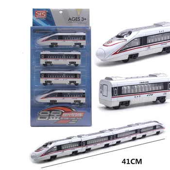 Колекция от модели високоскоростни железопътни влакове от сплав, 1:64, формовани под налягане играчка от сплав, определени подарък кутии, детски играчки за влакове
